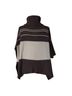 360 Cashmere 100% Cashmere Stripes Brown Ivory Poncho Size S - photo 2