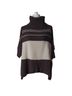 360 Cashmere 100% Cashmere Stripes Brown Ivory Poncho Size S - photo 1