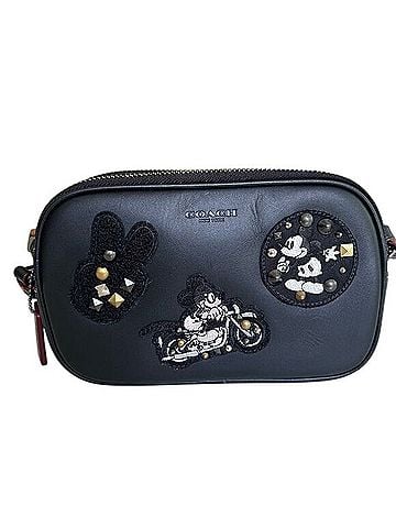 Coach Coach X Disney Crossbody Pouch in Glove Calf Leather with Mickey Patches Leather Crossbody Bag (view 1)