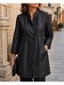 Adele Fado 100% Silk Solid Black Coat Size 10 - photo 7