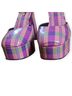 Larroudé 100% Leather Checkered-gingham Pink Purple Green Blue Yellow Heels Size 7 1/2 - photo 4