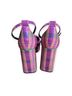 Larroudé 100% Leather Checkered-gingham Pink Purple Green Blue Yellow Heels Size 7 1/2 - photo 7