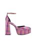 Larroudé 100% Leather Checkered-gingham Pink Purple Green Blue Yellow Heels Size 7 1/2 - photo 1