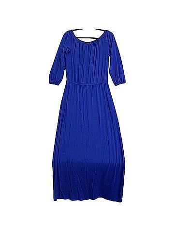 Chico's Solid Peasant Maxi Dress Casual Dress (view 1)