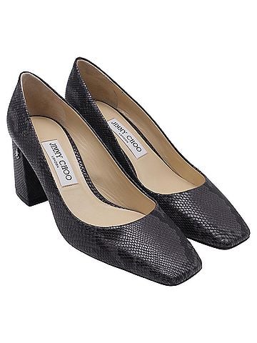 Jimmy Choo Jimmy Choo Dianne Snake-Embossed Pumps in Black Leather (view 2)