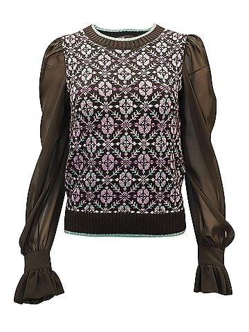 Maje Maje Maely Geo-Print Sweater In Black Wool (view 1)