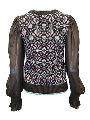 Maje Maje Maely Geo-Print Sweater In Black Wool (view 2)