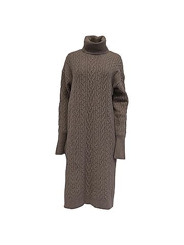 Ralph Lauren Polo Ralph Lauren Turtleneck Midi Dress in Brown Wool (view 1)