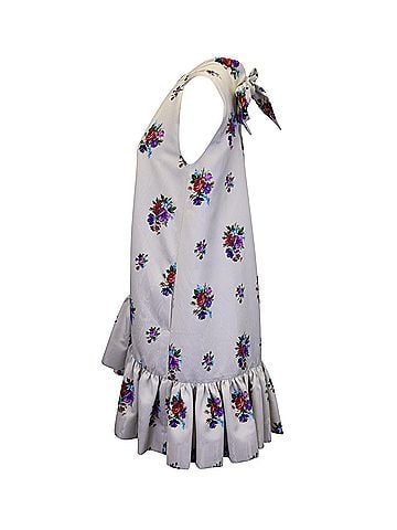 MSGM MSGM Ruffled Floral Mini Dress in White Polyester (view 2)