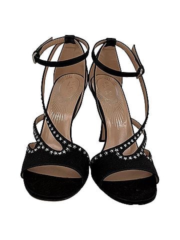 Gucci Gucci Star-Embellished GG Sandals in Black Satin (view 2)