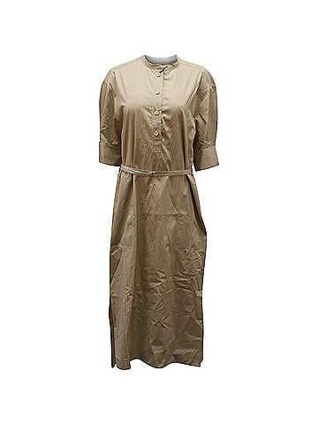 Joseph Joseph Barker Pinstripe Midi Shirt Dress in Beige Cotton (view 1)