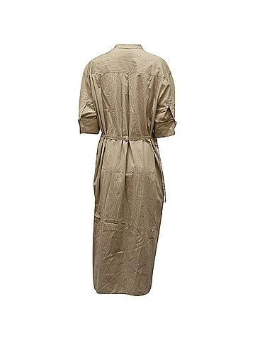 Joseph Joseph Barker Pinstripe Midi Shirt Dress in Beige Cotton (view 2)