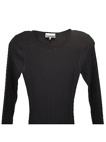 Ganni Ganni Fringed Dress in Black Wool (view 2)