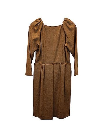 Jil Sander Jil Sander Puff Sleeve Knee Length in Brown Wool (view 2)
