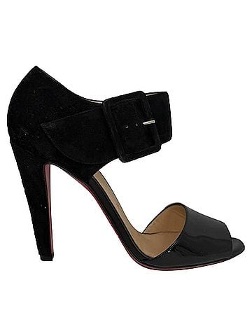 Christian Louboutin Christian Louboutin Trezotro Buckle-Strap Sandals in Black Suede (view 1)