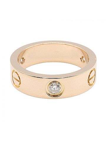 Cartier Cartier Love Half-Diamond Ring, 18K Pink Gold (PG), Diamond, Women's, Tone, Clear B4032400 (view 2)