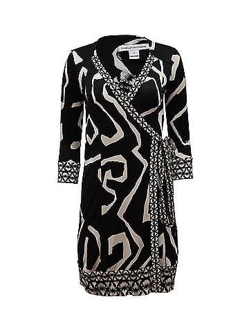 Diane von Furstenberg Diane von Furstenberg Printed Wrap Dress in Black and White Silk (view 1)
