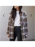 AYR 100% Wool Plaid Brown Ivory Jacket Size L - photo 4
