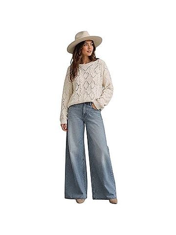 Ann Taylor LOFT Diamond Pointelle Bobble Knit Sweater Casual Sweaters (view 1)