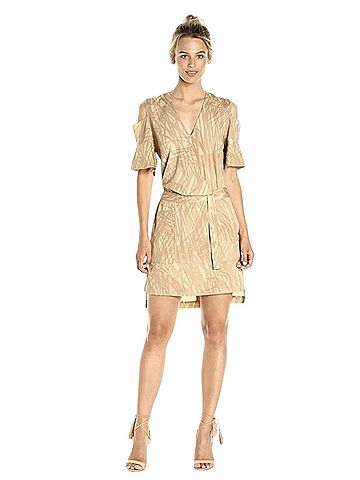 Halston Heritage Cold Shoulder Faux Wrap Dress Casual Dress (view 1)