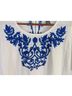 A Pea in the Pod 100% Polyester Floral White Blue Short Sleeve Blouse Size S - photo 4