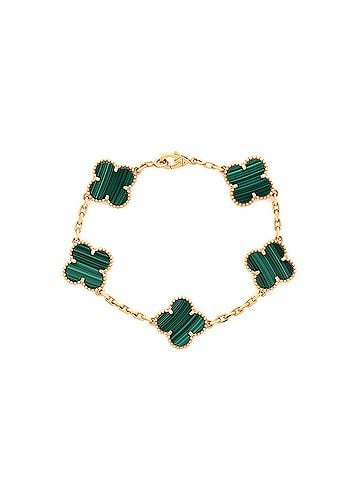 Van Cleef & Arpels Vintage Alhambra 5 Motifs Bracelet 18K Yellow Gold and Malachite (view 1)
