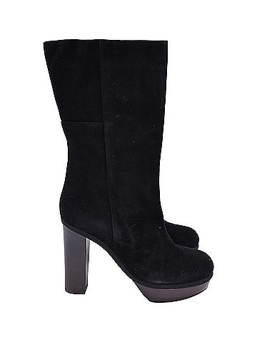 MARNI Marni Mid Calf Heeled Boots in Black Suede (view 1)