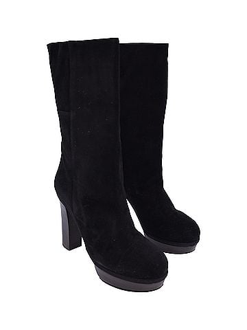 MARNI Marni Mid Calf Heeled Boots in Black Suede (view 2)
