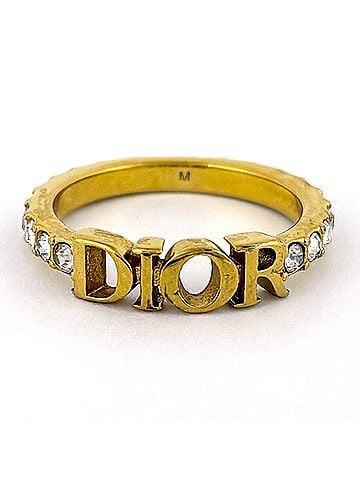 Christian Dior Christian Dior ring, gold with rhinestones, for women. (view 2)