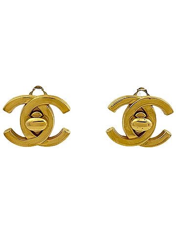 Chanel Chanel earrings, Coco Mark, turnlock, GP gold, women's. (view 1)