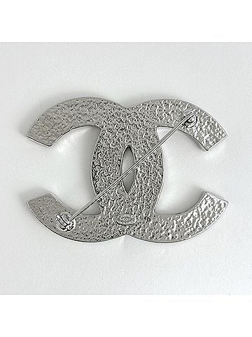 Chanel Chanel brooch, Coco Mark, silver plated, rhinestone, silver, women's. (view 2)