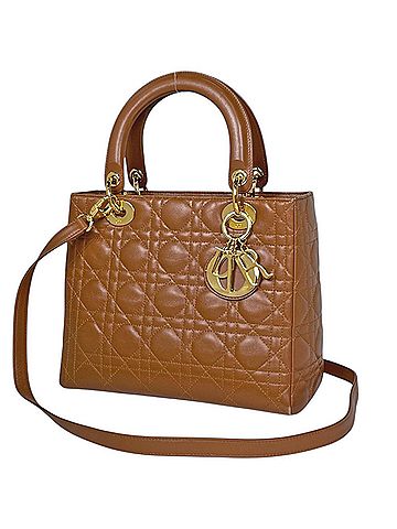 Christian Dior Christian Dior Lady Cannage 2-Way Leather Handbag, Brown, for Women (view 1)
