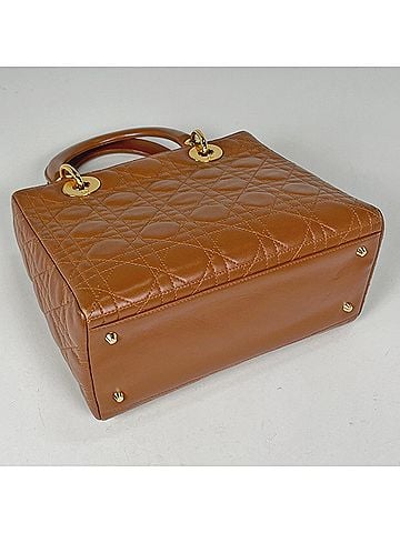 Christian Dior Christian Dior Lady Cannage 2-Way Leather Handbag, Brown, for Women (view 2)