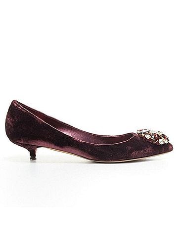 Dolce & Gabbana Dolce Gabbana Velvet Crystal Heel Pumps (view 1)