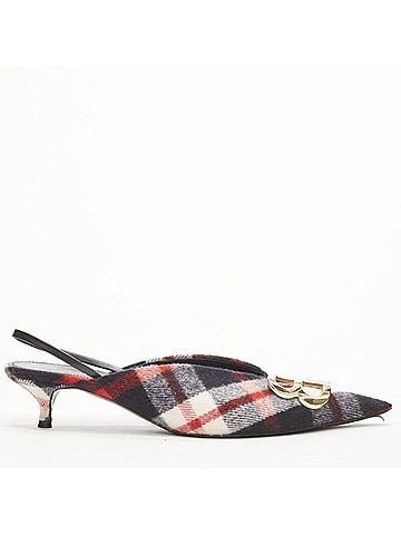 Balenciaga Balenciaga Plaid Wool Kitten Pumps (view 1)