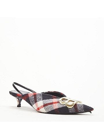 Balenciaga Balenciaga Plaid Wool Kitten Pumps (view 2)