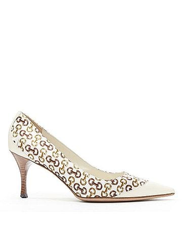 Gucci Gucci Leather Trim Bamboo Satin Pumps (view 1)