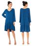 Soft Surroundings 100% Rayon Solid Blue Wool Dress Size M - photo 2