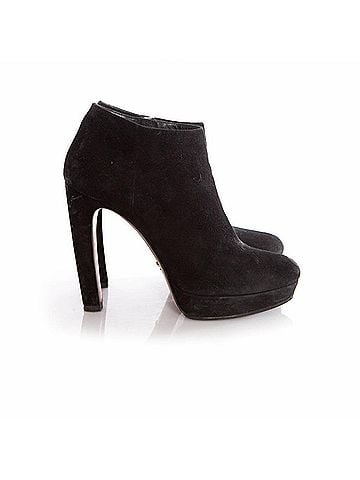 Prada Prada, black suede platform boots. (view 2)