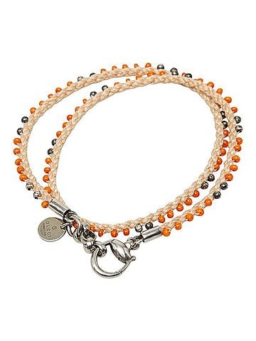 Gucci Gucci Double Strand Bracelet, Beige Multicolor, SV925 Silver Beads, Women's. (view 2)