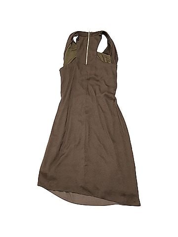 Helmut Lang Helmut Lang Asymmetric Belted Crepe Dress in Brown Polyester (view 2)