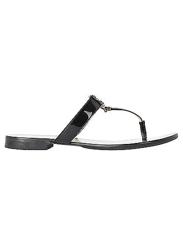 Versace Versace Medusa Logo-Plaque Thong Slide Sandals in Black Leather (view 1)