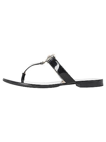 Versace Versace Medusa Logo-Plaque Thong Slide Sandals in Black Leather (view 2)