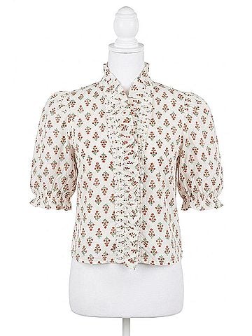 Karlie Sweet Bloom Digital Floral Ruffle Puff Sleeve Top in Red (view 1)