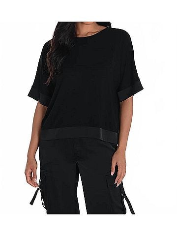 Frank Lyman Design Hip-Length Top in Black (view 2)
