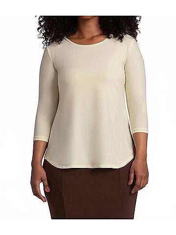Sympli Go To Classic 3/4 Sleeve Tee in Lemon Chiffon (view 2)