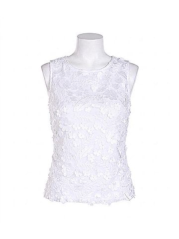Frank Lyman Design Flower Applique Sleeveless Blouse in Off White (view 1)