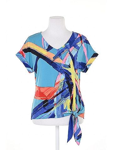 Frank Lyman Design Abstract Short Sleeve Top in Turquoise/Multi (view 1)