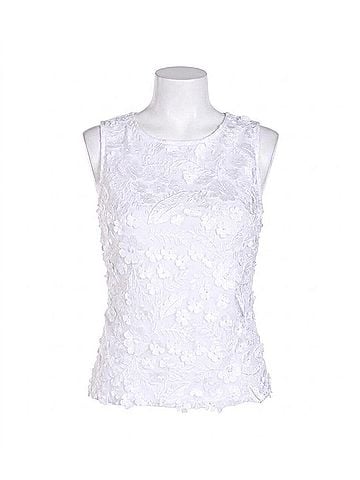 Frank Lyman Design Flower Applique Sleeveless Blouse in Off White (view 1)