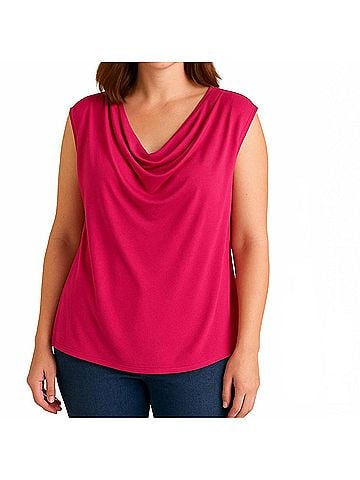 Frank Lyman Design Cowl Neck Knit Top in Bright Pink (view 2)